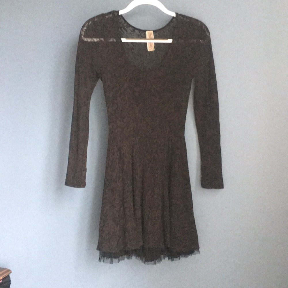 Free People burnout black lace dress